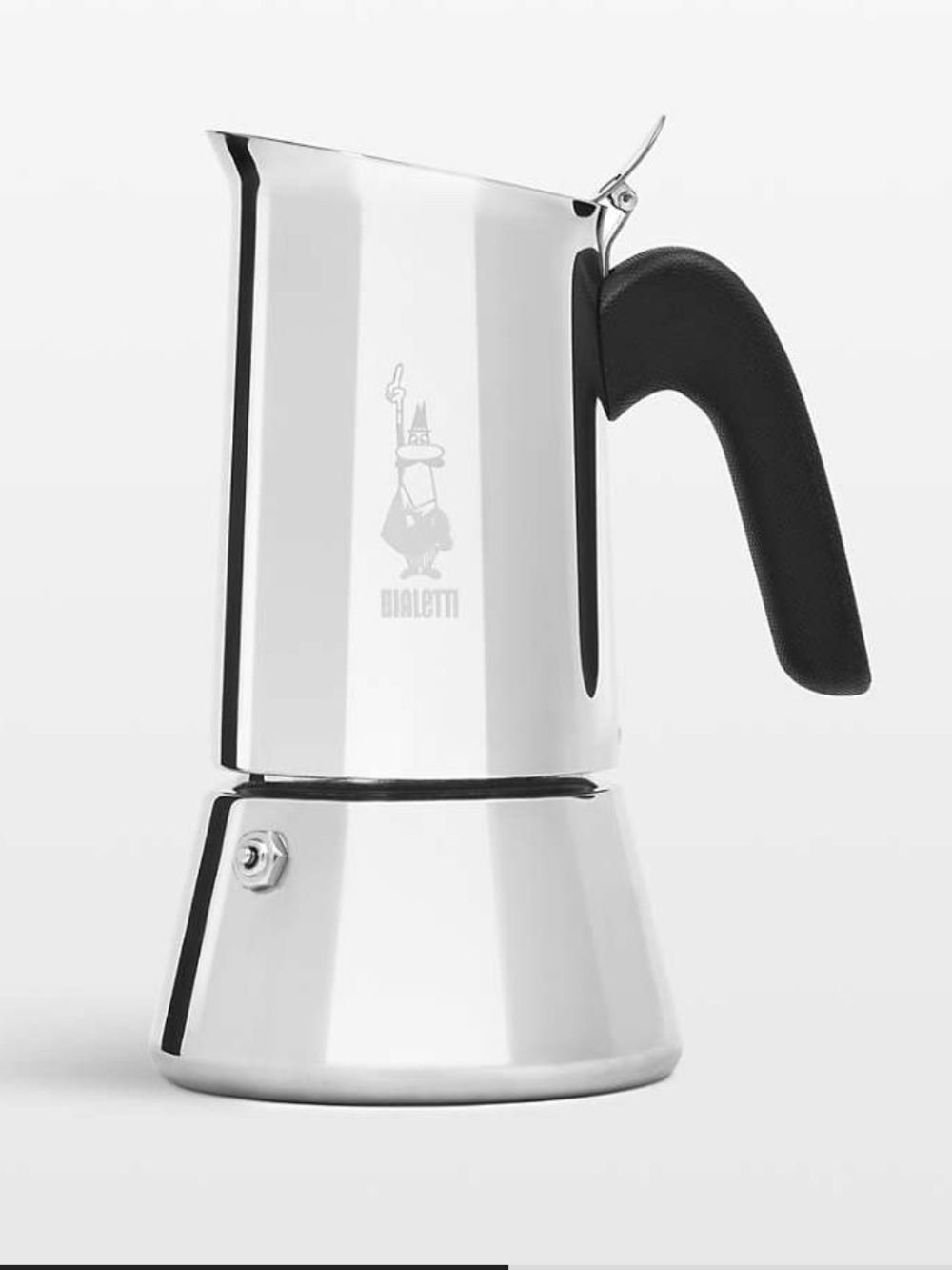 Silver Venus 6-Cup Stovetop Espresso Maker with Black Handle